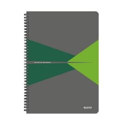 Leitz "Office" 90 lap A4 szürke-zöld laminált karton borító vonalas spirálfüzet