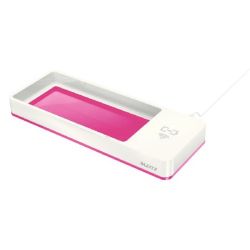 Leitz "Wow" fehér/rózsaszín asztali írószertartó indukciós töltővel