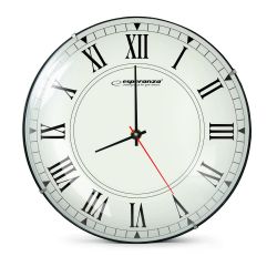 Esperanza EHC018R Roma 30 cm átmérő, 3.4 cm vastagság, elemes működés Fehér analóg falióra