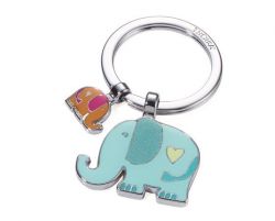 TROIKA "Elefántok", vegyes színű Kulcstartó, 2 charm dísszel