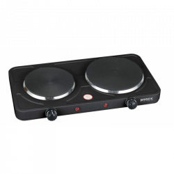 Brock EP 200 BK, 2500W, 2 zónás, 18,5 & 15,5 cm, Öntöttvas, Hordozható, Fekete, Elektromos főzőlap