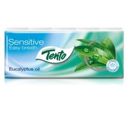 TENTO "Sensitive Easy Breath" 10x10 db 3 rétegű eukaliptuszolaj illatú papír zsebkendő