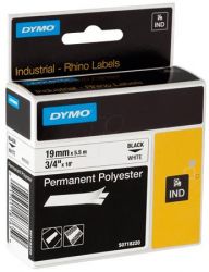 DYMO "Rhino" 19 mm x 5,5 m tartós poliészter fehér-fekete feliratozógép szalag