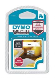 DYMO "D1" 12 mm x 5,5 m tartós fehér-fekete feliratozógép szalag