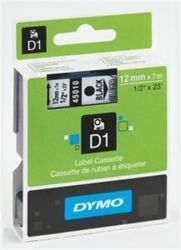 DYMO "D1" 9 mm x 7 m víztiszta-fekete feliratozógép szalag