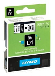 DYMO "D1" 6 mm x 7 m fehér-fekete feliratozógép szalag
