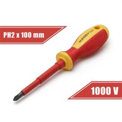 Handy - 10569 (PH2, 100mm, 1000V-ig szigetelt, mágneses fej) piros-sárga csavarhúzó