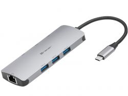 Tracer TRAPOD46998 A-3 USB-C, HDMI 4K, USB 3.0, PDW 100 W, Ethernet Aluminium-Fekete USB Hub