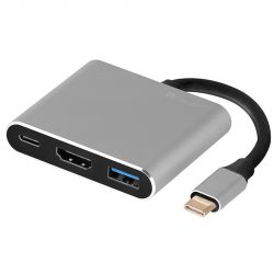 Tracer TRAPOD46847 A-1, 60 W, 3 portos, USB 3.1, USB Type C, HDMI 1.4 Ezüst-Fekete notebook dokkoló