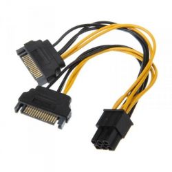 Akasa 2x 15-Pin SATA - 1x 6-Pin PCIe Táp átalakító kábel