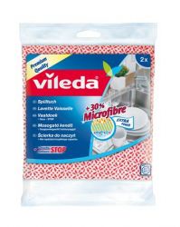 VILEDA (2 darab/csomag) piros mintás mosogatókendő 30% mikroszállal