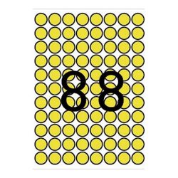 Apli A5 hordozón 704 etikett/csomag sárga színű 16 mm kör etikett