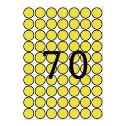 Apli A5 hordozón 560 etikett/csomag sárga színű 19 mm kör etikett