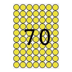 Apli A5 hordozón 560 etikett/csomag sárga színű 19 mm kör etikett