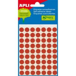 APLI 10 mm kör, kézzel írható, színes Etikett piros, (315 etikett/csomag)