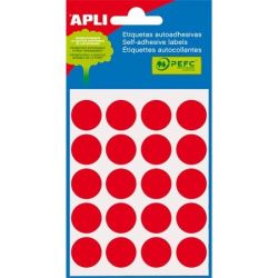 APLI, 19 mm kör, kézzel írható, színes, piros, Etikett (100 etikett/csomag)