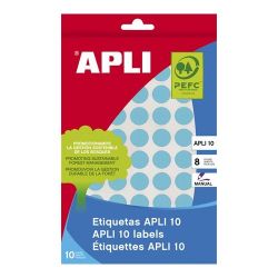 APLI 1008 etikett/csomag kék színű kézzel írható 10 mm kör etikett