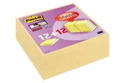 3M POSTIT "Super Sticky" 76x76 mm 24x90 lapos  kanári sárga Öntapadó jegyzettömb csomag