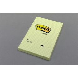 3M POSTIT 102x152 mm 100 lapos négyzetrácsos sárga öntapadó jegyzettömb