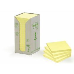 3M POSTIT 76x76 mm 100 lapos környezetbarát sárga öntapadó jegyzettömb