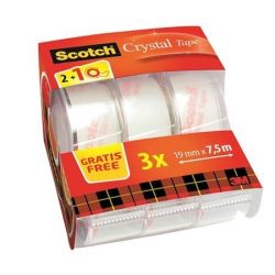 3M SCOTCH "Crystal" 19 mm x 7,5 m kézi ragasztószalag adagoló 2+1 akció 