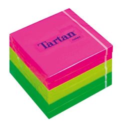 TARTAN 76x76 mm 100 lapos neon vegyes öntapadó jegyzettömb (6 tömb/csomag)