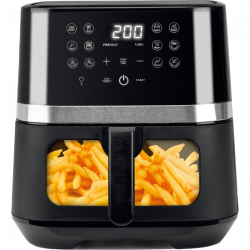 Brock DAF 6501G, 1800 W, 6,5 l, 80 - 200 °C, 12 program, Ablakos, Fekete-Inox, Forrólevegős sütő