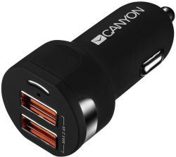 CANYON C-04 2 x USB Type A, 5V, 2400 mA fekete autós töltő