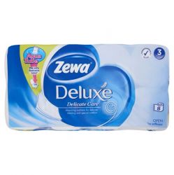 Zewa Deluxe 8 tekercses 3 rétegű fehér toalettpapír