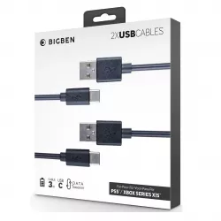 BigBen Data Transfer Cable, PlayStation 5, Xbox Series X|S, USB - USB Type-C, 3 m, USB kábel (2 db)