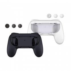 QWare Gaming Controller Holders, Nintendo Switch, Fekete-Fehér, Joy-Con markolat + Thumb Grips