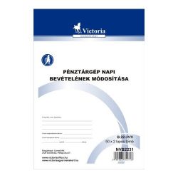 Victoria "B.22-31" 25x2 lapos A5 pénztárgép napi bevételének módosító tételei nyomtatvány