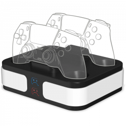 QWare Gaming Charging Dock, PlayStation 5, DualSense, Dual Charging, Fekete-Fehér, Kontroller töltőállomás