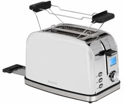 Sam-Cook PSC-60/W 950W LCD Kijelzős 2 Szeletes Fehér-Inox kenyérpirító