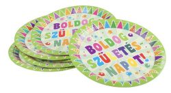"Boldog születésnapot" 23 cm zászlós papír tányér 
