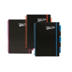 PUKKA PAD "Neon black project book" A4 100 lap vonalas spirálfüzet