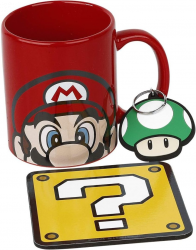 Pyramid GP85204, Super Mario, Official, Bögre, alátét és kulcstartó ajándék szett