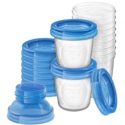 Philips Avent SCF618/10 10 x 180ml VIA áttetsző-kék anyatejtároló poharak adapterekkel