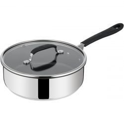 Tefal E3033275 Jamie Oliver 24 cm, 3.5 l, rozsdamentes acél, tapadásmentes Inox-Fekete edény fedővel