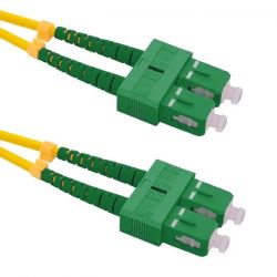 Qoltec 54365 Optic Patchcord SC/APC-SC/APC, singlemode, 9/125, G652D, simplex 1,5m sárga-zöld optikai kábel