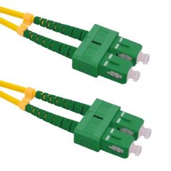 Qoltec 54365 Optic Patchcord SC/APC-SC/APC, singlemode, 9/125, G652D, simplex 1,5m sárga-zöld optikai kábel