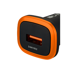 CANYON C-01 1 x USB, 5V, 1A fekete-narancs univerzális autós töltő túlfeszültség-védelemmel,