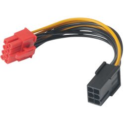 Akasa 6-Pin VGA (Male) - 8-Pin VGA (Female) 10cm Táp Átalakító kábel