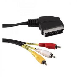 Sbox SX-532246 Scart - 3 x RCA- 1.5 m fekete audió kábel