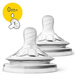 Philips Avent Natural SCF041/27 2 x újszülött,  0h+ 1 lyukú átlátszó pótcumi