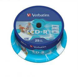 Verbatim nyomtatható, matt, ID, AZO, 700MB, 52x, hengeren, CD-R lemez