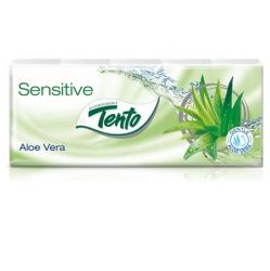 TENTO "Sensitive" 10x10 db 3 rétegű aloe vera illatú papír zsebkendő