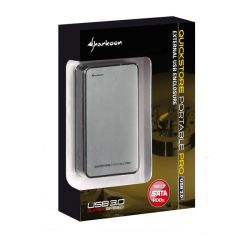Sharkoon QuickStore Portable PRO U3 2.5" SATA, USB3.0 csat. (9,5-12,5mm) ezüst szálcsiszolt külső HDD ház