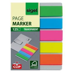 SIGEL "Clip" 12x50 mm műanyag vegyes színű jelölőcímke klippel (5x25 lap)