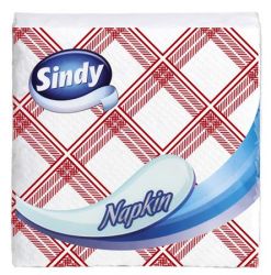 Sindy Napkin 33x33 cm piros-fehér kockás (45 lap) hajtogatott szalvéta